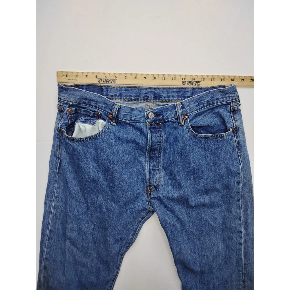 Levis 501 Jeans Mens 38x34 Blue Straight Fit Button Fly Denim Pants (Fits 36x30)